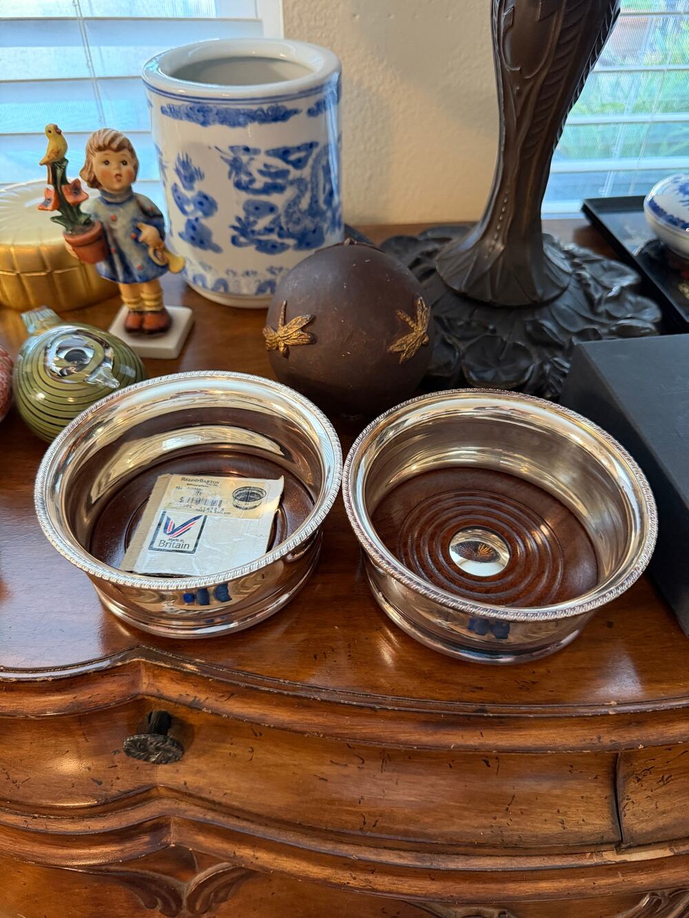 Reed & Barton Silverplate Wine Bottle Coasters | Set of 2 | Made in Britain